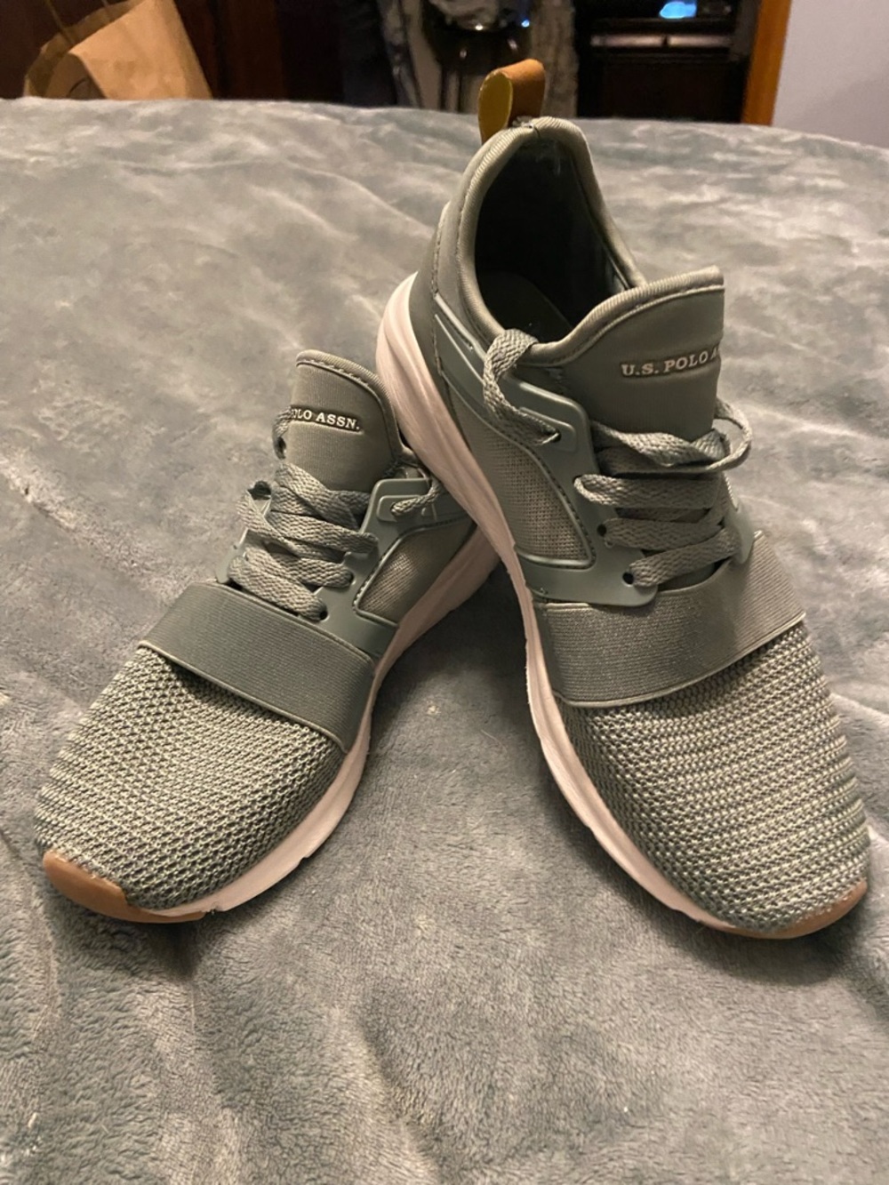 U.S. Polo Assn. Womens Light Green Knit Casual Sneakers